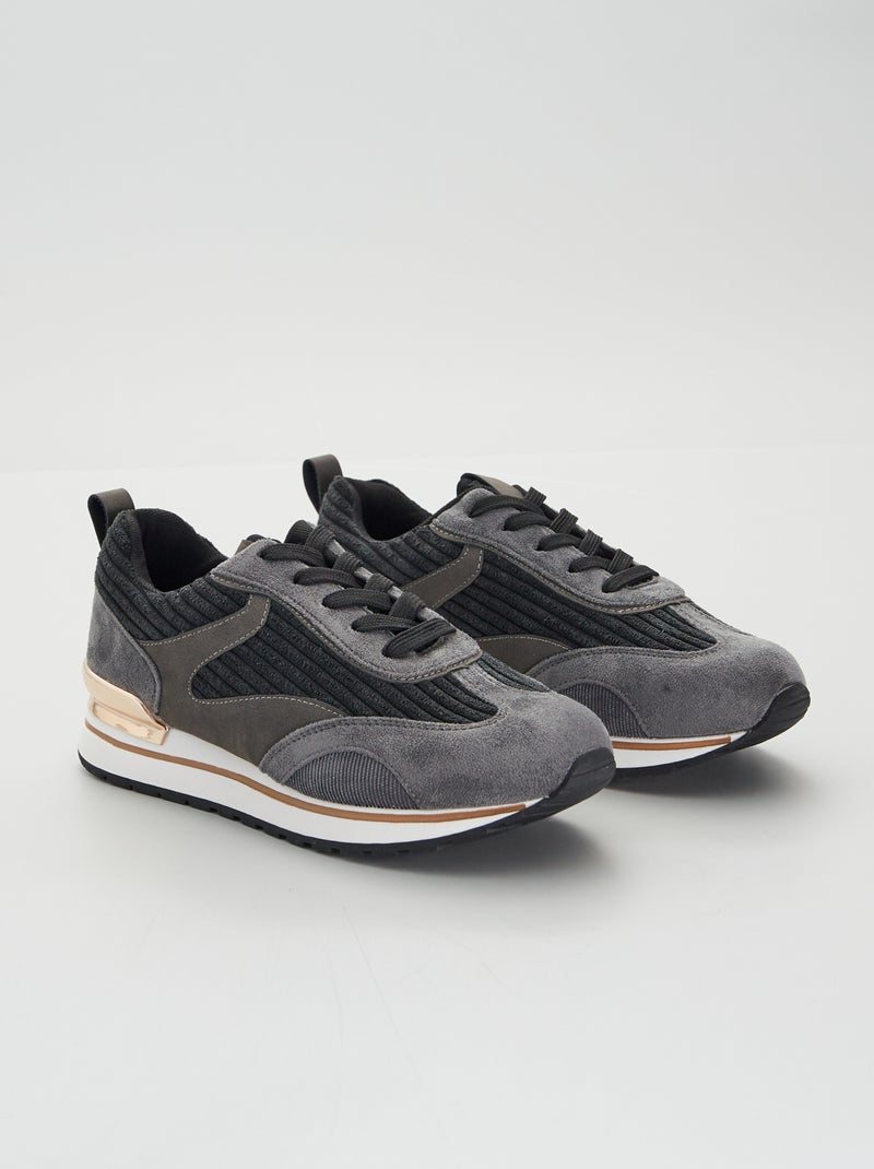 Sneakers da passeggio bimateriche nero - Kiabi
