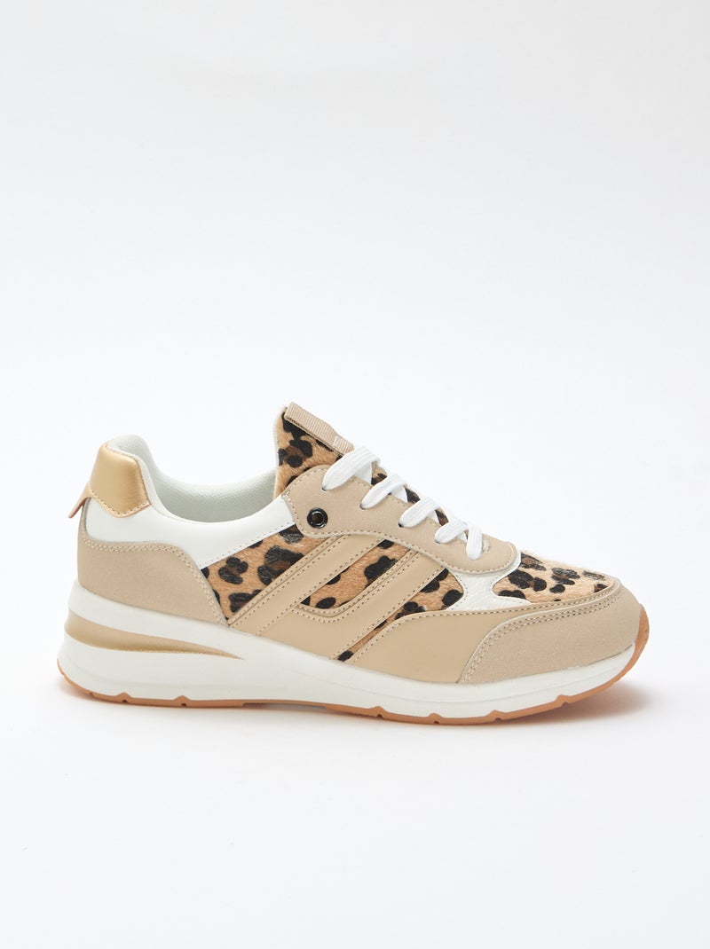 Sneakers da running con stampa leopardata Kaki - Kiabi