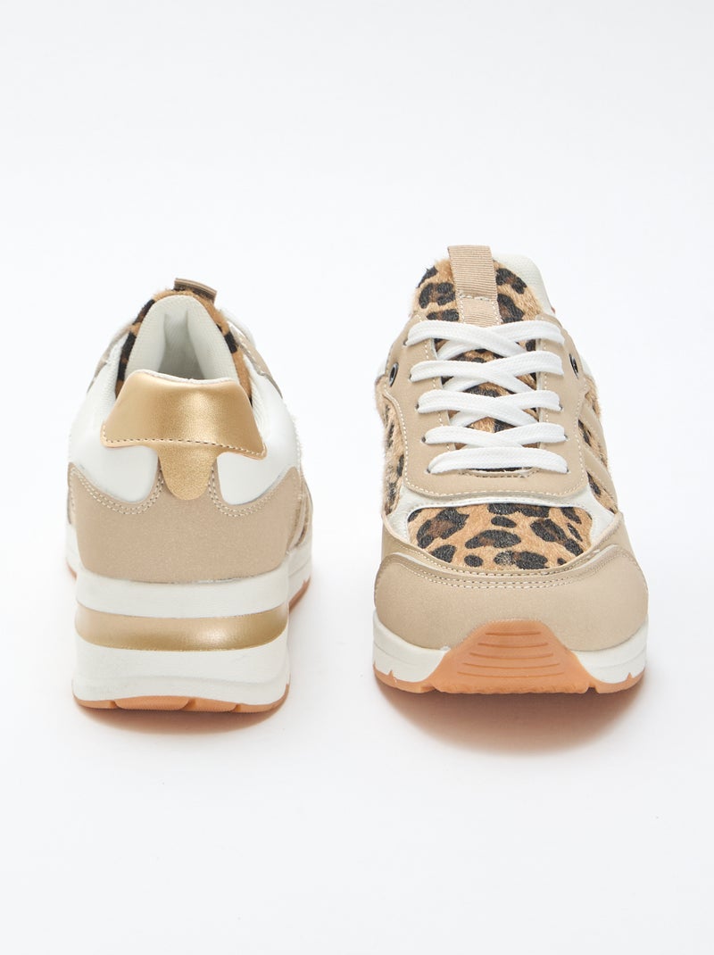 Sneakers da running con stampa leopardata Kaki - Kiabi