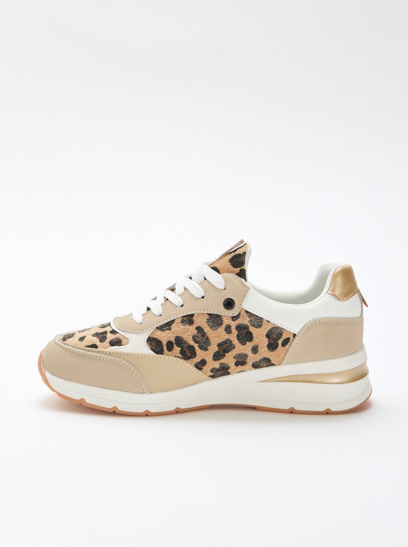 Sneakers da running con stampa leopardata Kaki - Kiabi