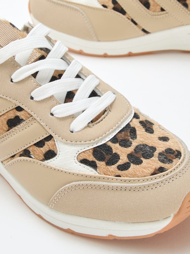 Sneakers da running con stampa leopardata Kaki - Kiabi