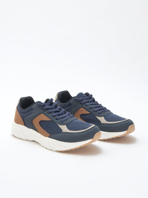 Sneakers da running in mesh e suede tricolore - Kiabi