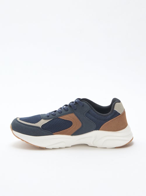 Sneakers da running in mesh e suede tricolore - Kiabi