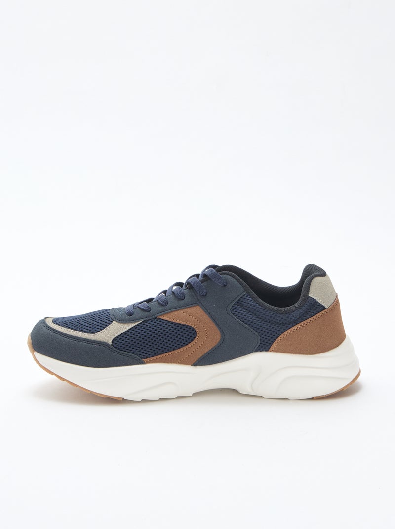 Sneakers da running in mesh e suede tricolore Blu - Kiabi