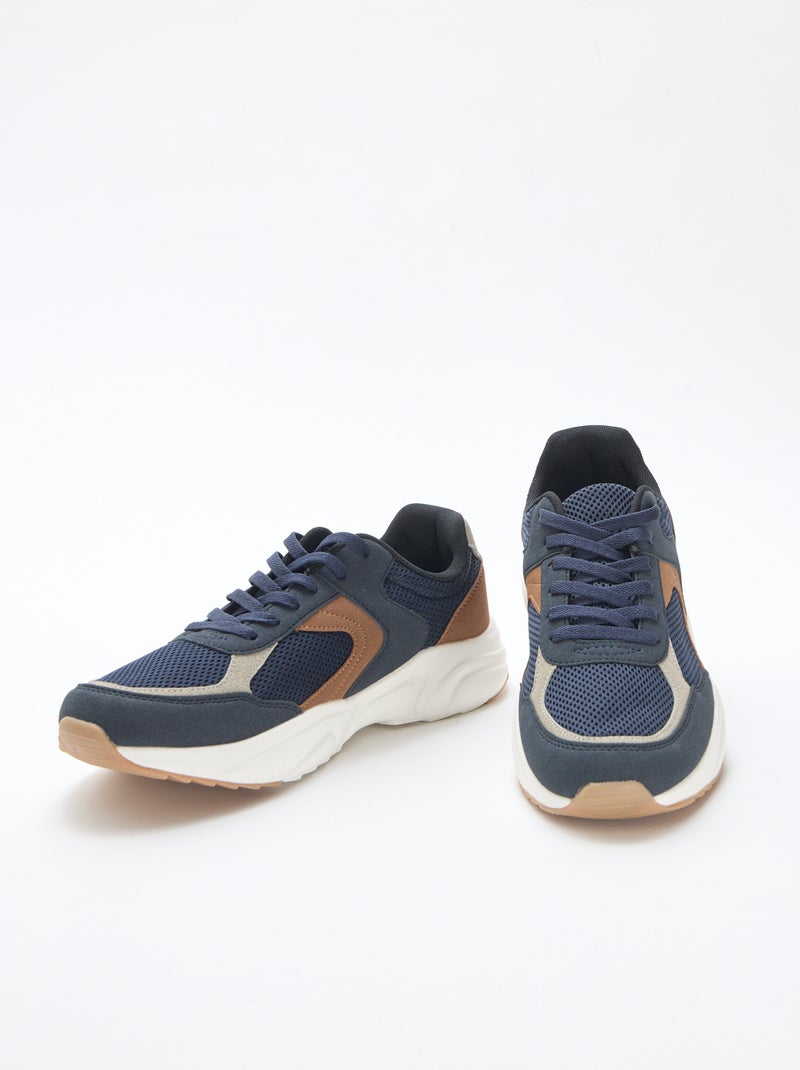 Sneakers da running in mesh e suede tricolore Blu - Kiabi