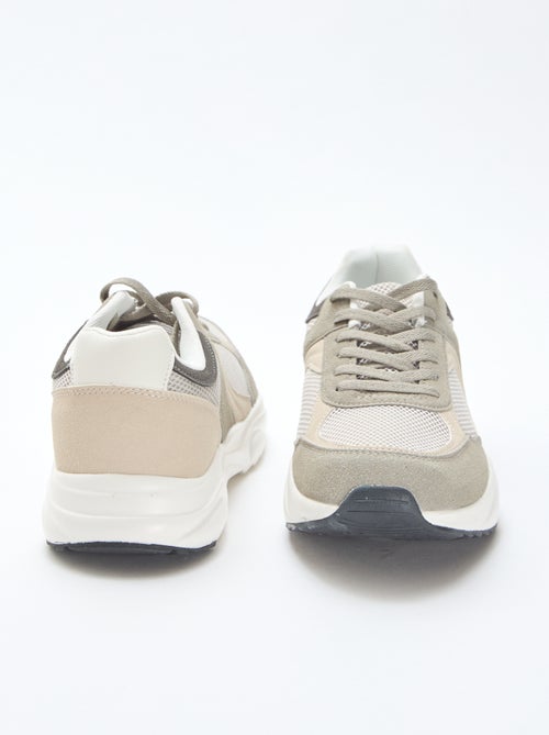 Sneakers da running in mesh e suede tricolore - Kiabi