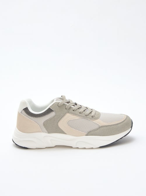 Sneakers da running in mesh e suede tricolore - Kiabi