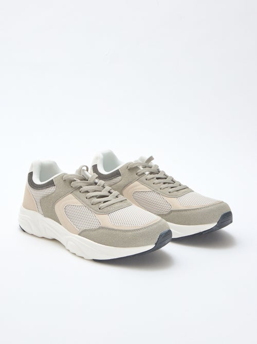 Sneakers da running in mesh e suede tricolore - Kiabi