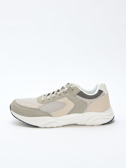 Sneakers da running in mesh e suede tricolore - Kiabi