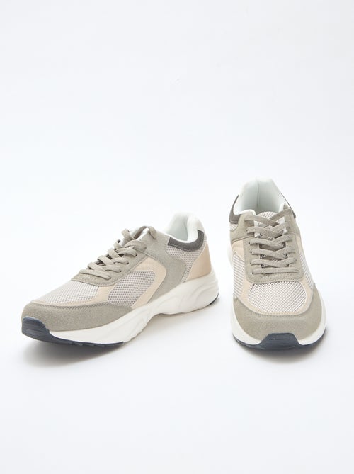 Sneakers da running in mesh e suede tricolore - Kiabi
