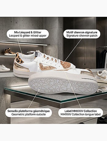 Sneakers Donna Leopardo Glitter Plateau Taglia MMXXIV OZABI