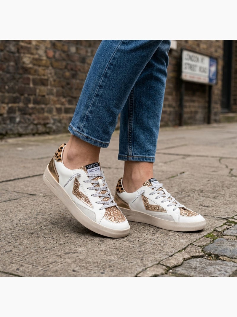 Sneakers Donna Leopardo Glitter Plateau Taglia MMXXIV OZABI Oro - Kiabi