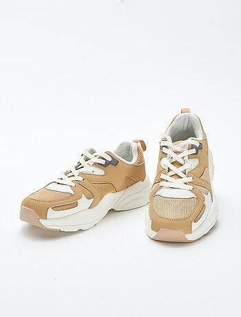Sneakers en mesh en similpelle