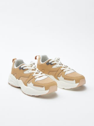 Sneakers en mesh en similpelle