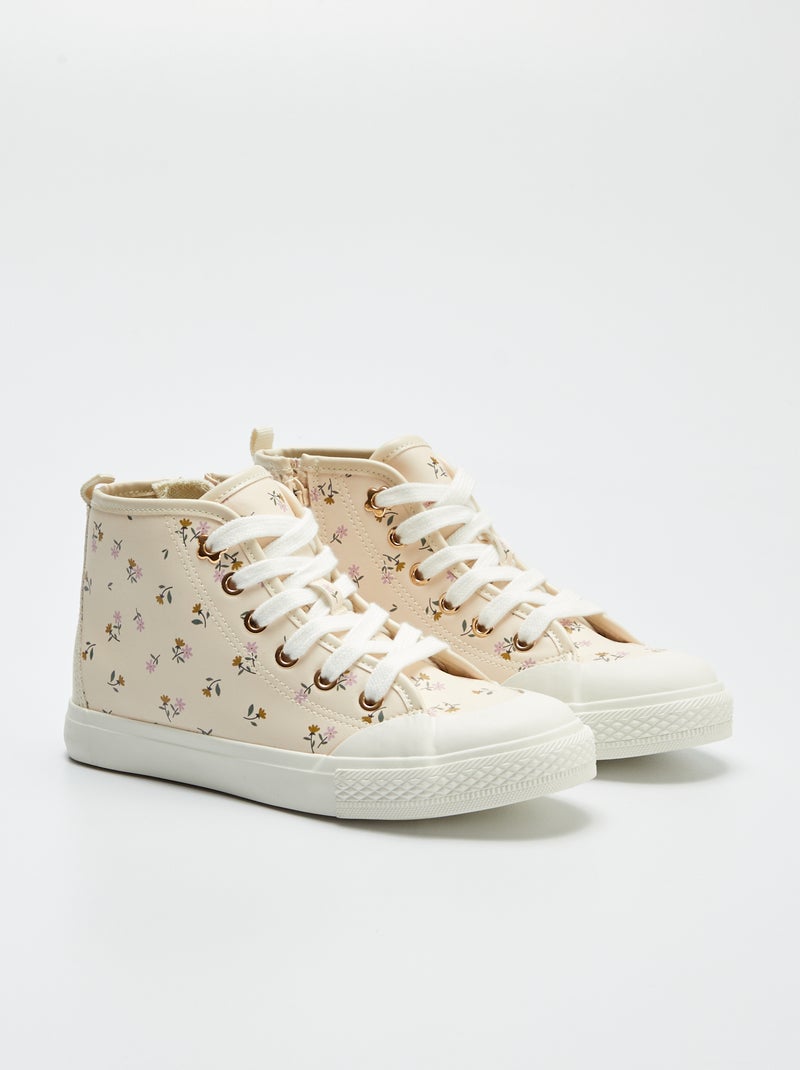 Sneakers floreali in similpelle KAKI - Kiabi