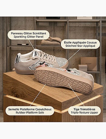 Sneakers Glitter Donna Stella Plateau MMXXIV OZABI