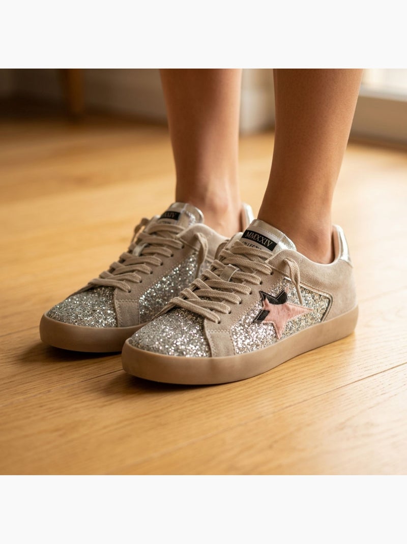 Sneakers Glitter Donna Stella Plateau MMXXIV OZABI Argento - Kiabi