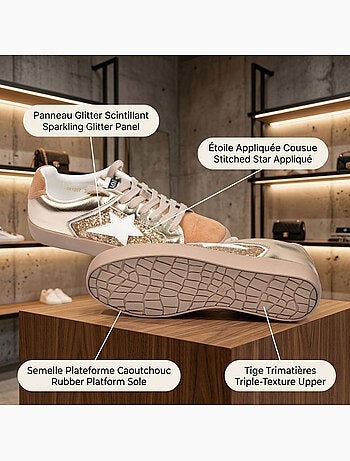 Sneakers Glitter Donna Stella Plateau MMXXIV OZABI
