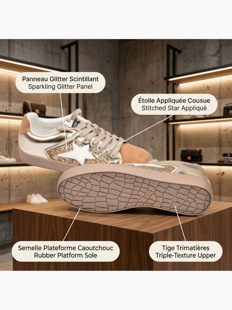 Sneakers Glitter Donna Stella Plateau MMXXIV OZABI Cammello - Kiabi