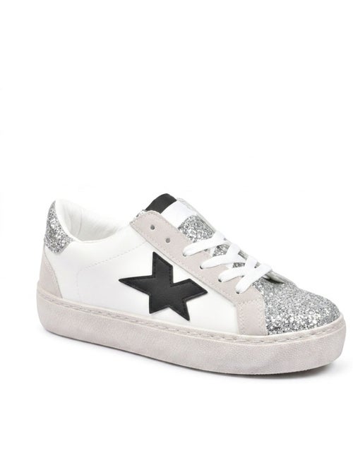 Sneakers Glitter Stelle Donna Plateau Argento Oro OZABI - Kiabi Sneakers Glitter Stelle Donna Plateau Argento Oro OZABI - Kiabi