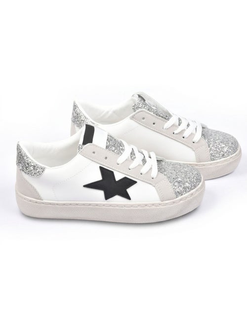 Sneakers Glitter Stelle Donna Plateau Argento Oro OZABI - Kiabi Sneakers Glitter Stelle Donna Plateau Argento Oro OZABI - Kiabi