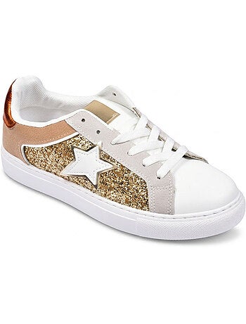 Sneakers Glitter Stelle Donna Plateau Argento Oro OZABI