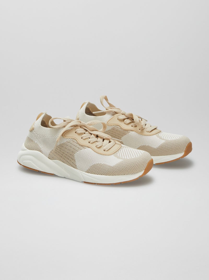 Sneakers in mesh bicolore BEIGE - Kiabi