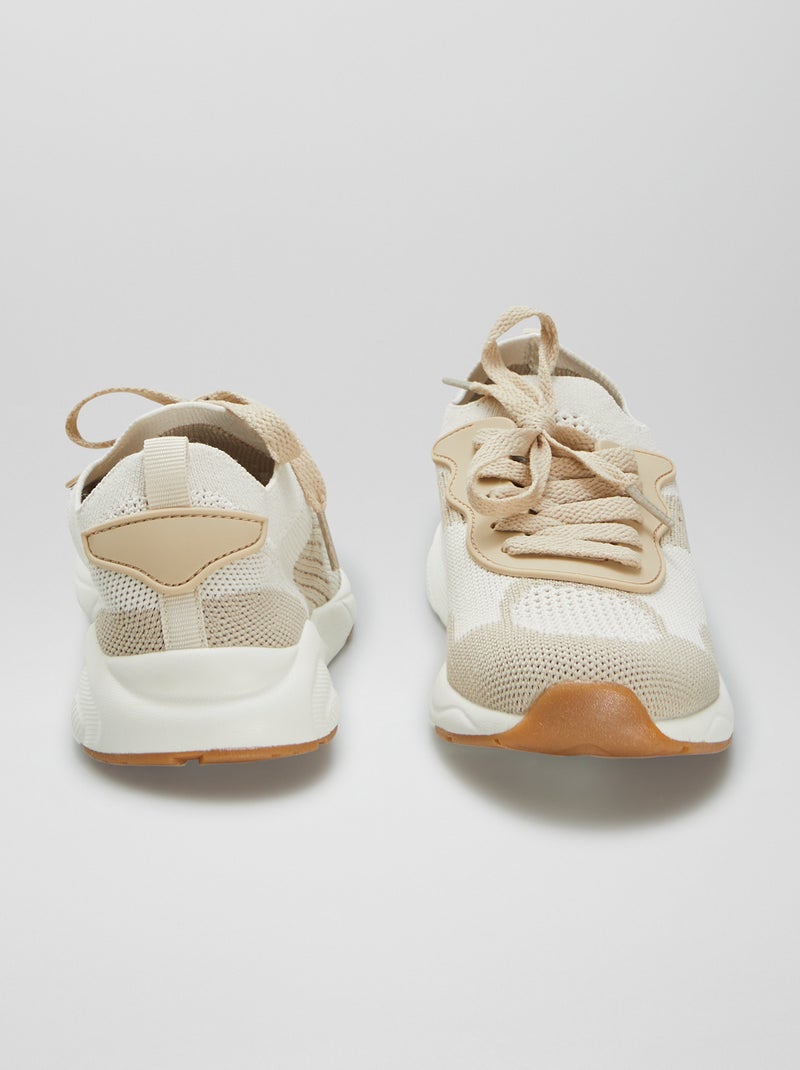 Sneakers in mesh bicolore BEIGE - Kiabi