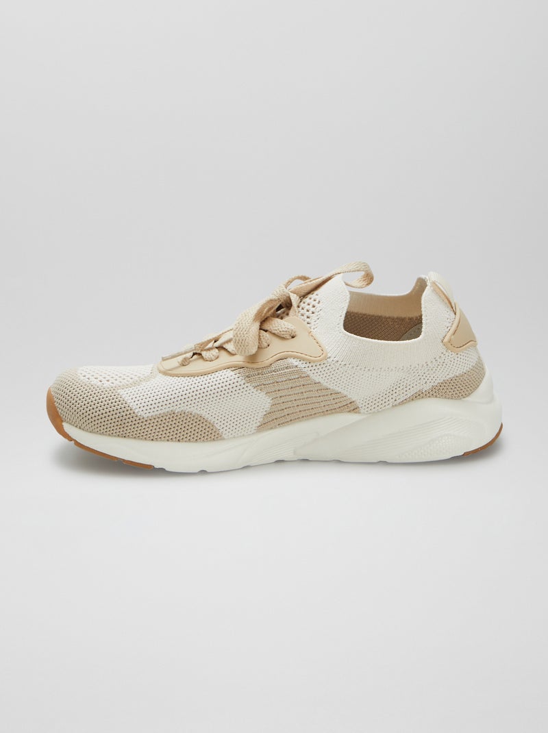 Sneakers in mesh bicolore BEIGE - Kiabi