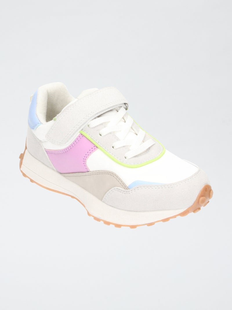 Sneakers in mesh con apertura a lacci e velcro Bianco - Kiabi