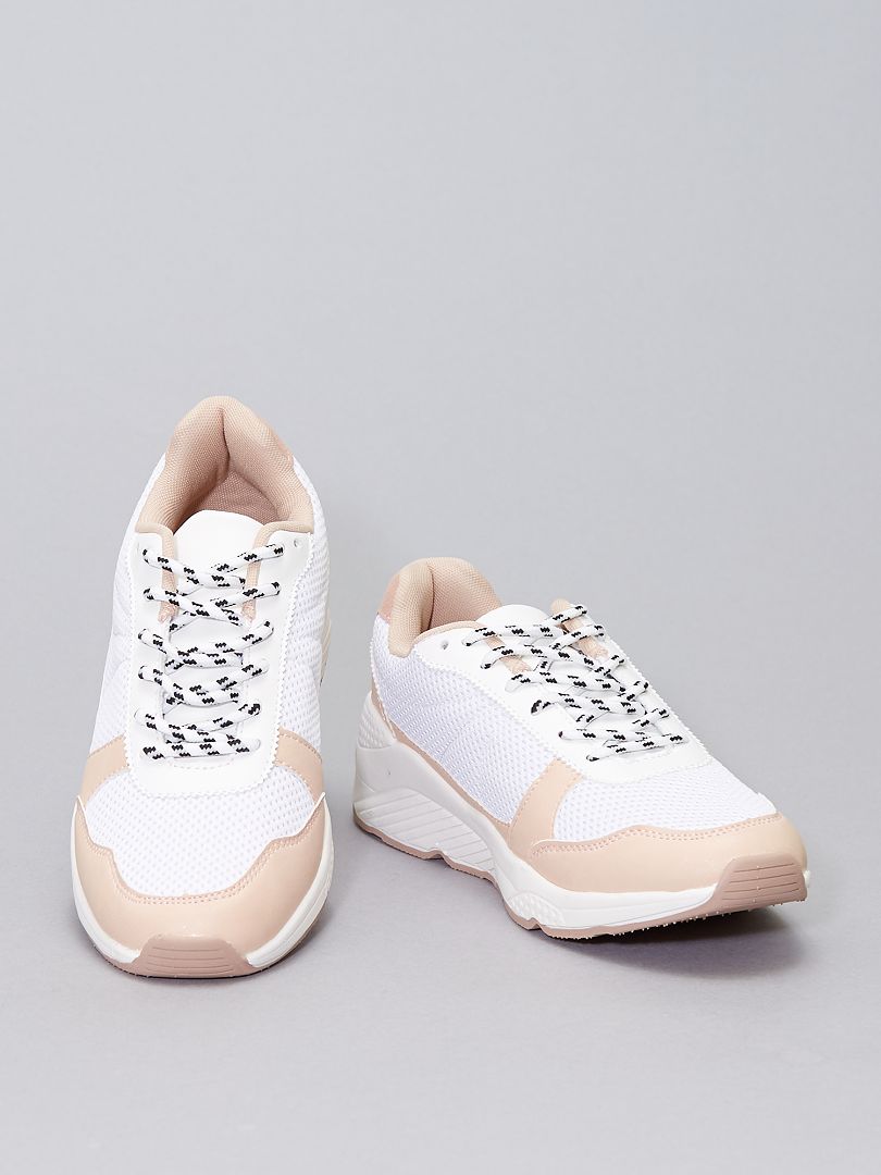 Sneakers in mesh e suola spessa Bianco - Kiabi