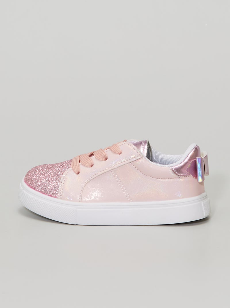 Sneakers in similpelle con paillettes ROSA - Kiabi