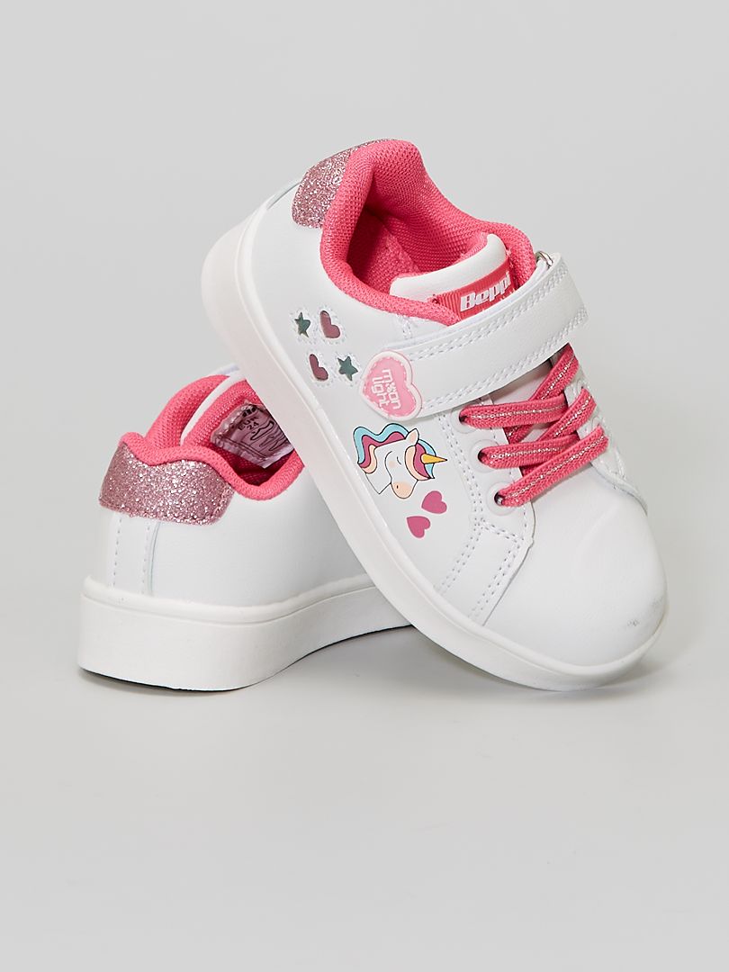 Sneakers in similpelle con strappi BEIGE - Kiabi