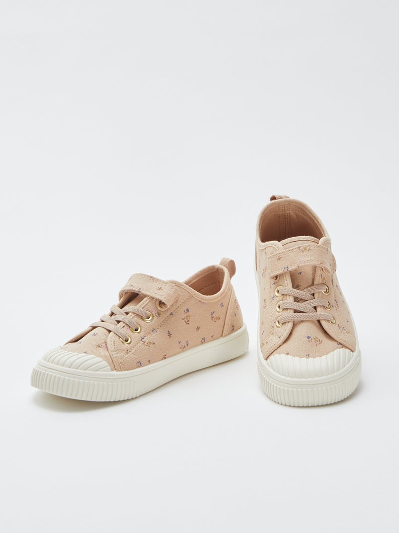 Sneakers in tela a coste con strappi BEIGE - Kiabi