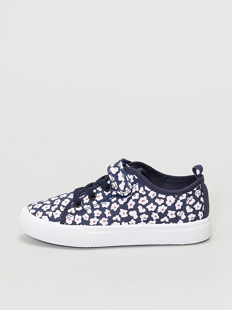 Sneakers in tela a fiori con strappi e lacci blu navy - Kiabi