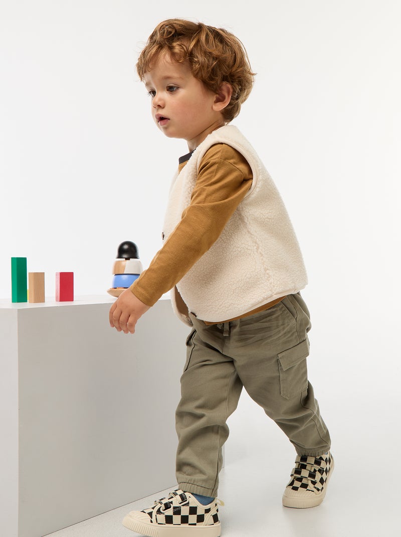 Sneakers in tela con chiusure a strappo BEIGE - Kiabi