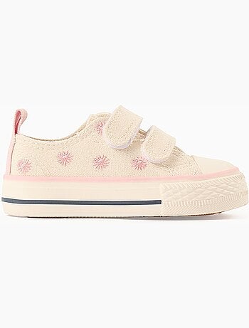 Sneakers in tela con motivo floreale ricamato