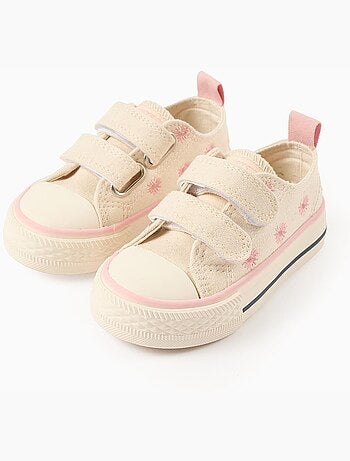 Sneakers in tela con motivo floreale ricamato