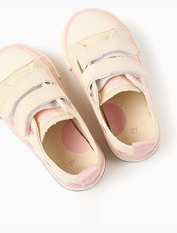 Sneakers in tela con motivo floreale ricamato