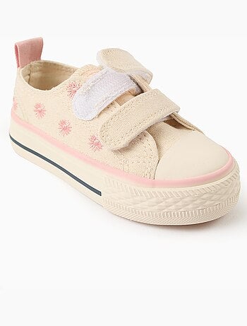 Sneakers in tela con motivo floreale ricamato