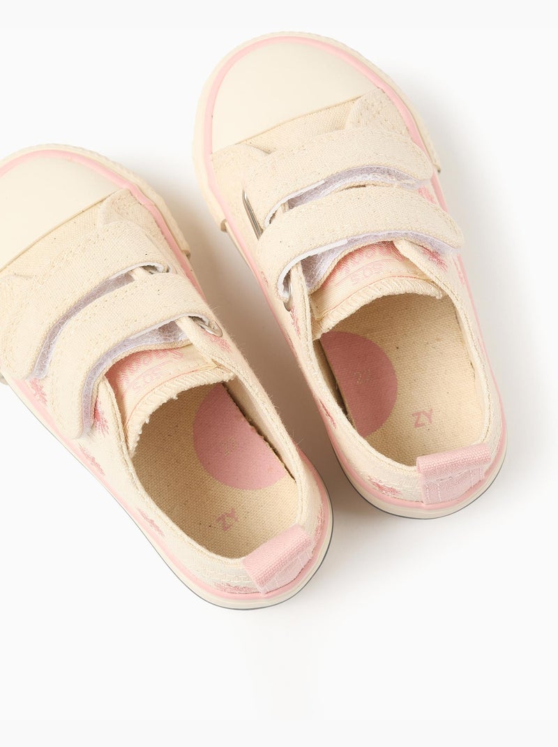 Sneakers in tela con motivo floreale ricamato Beige chiaro - Kiabi