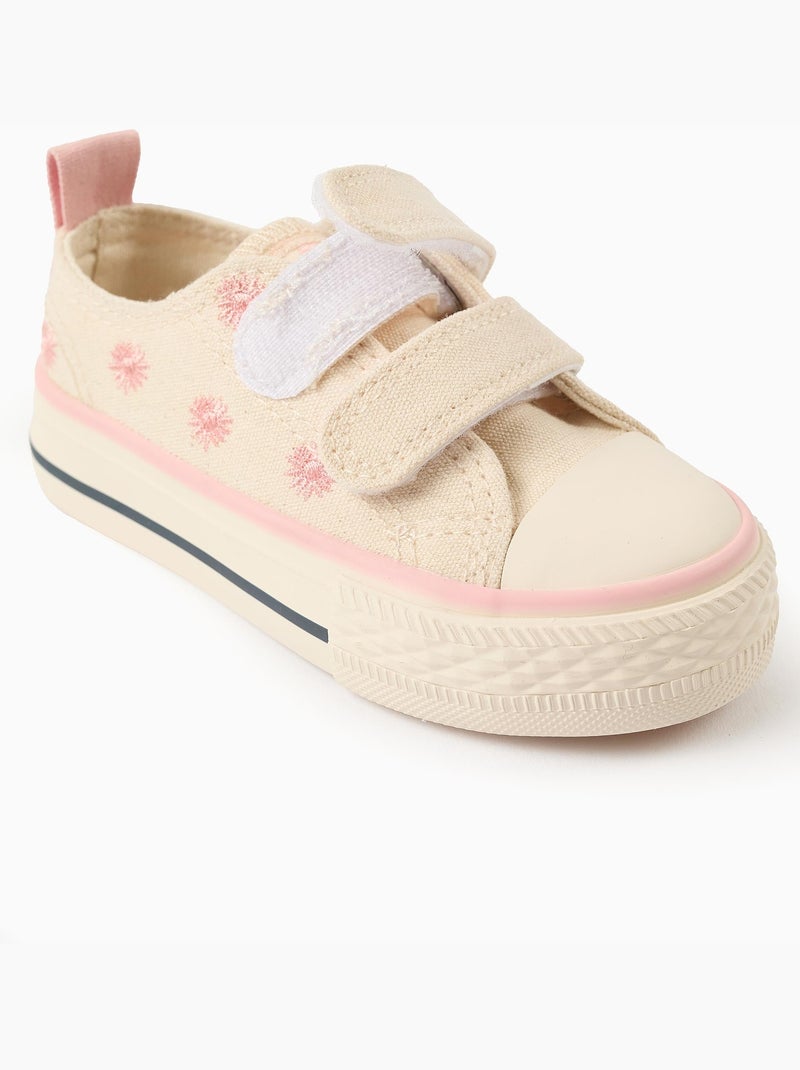 Sneakers in tela con motivo floreale ricamato Beige chiaro - Kiabi