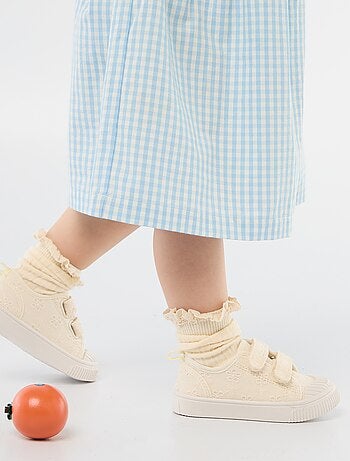 Sneakers in tela con stampa a scacchi