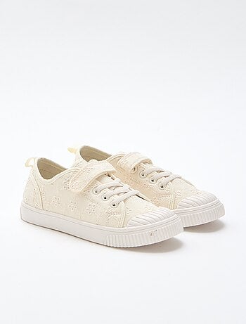 Sneakers in tela con stampa a scacchi