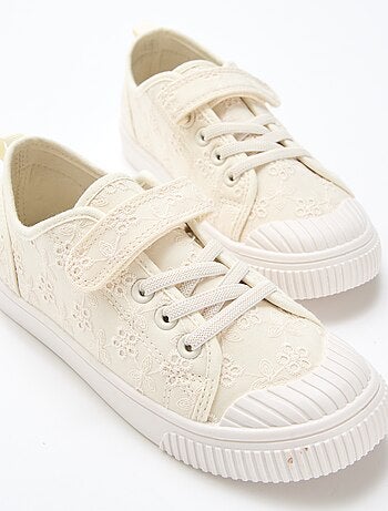 Sneakers in tela con stampa a scacchi