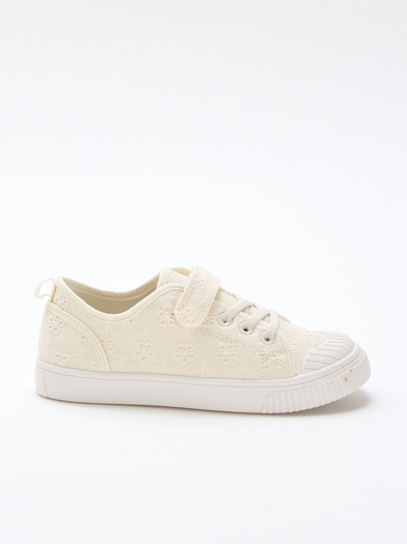 Sneakers in tela con stampa a scacchi Beige - Kiabi