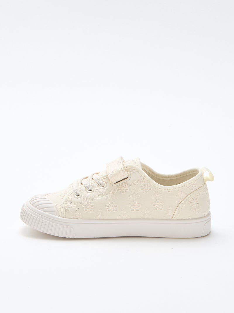 Sneakers in tela con stampa a scacchi Beige - Kiabi