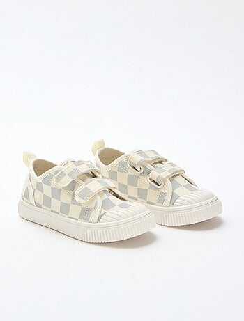 Sneakers in tela con stampa a scacchi