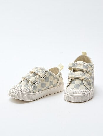 Sneakers in tela con stampa a scacchi