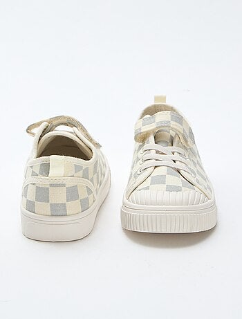 Sneakers in tela con stampa a scacchi